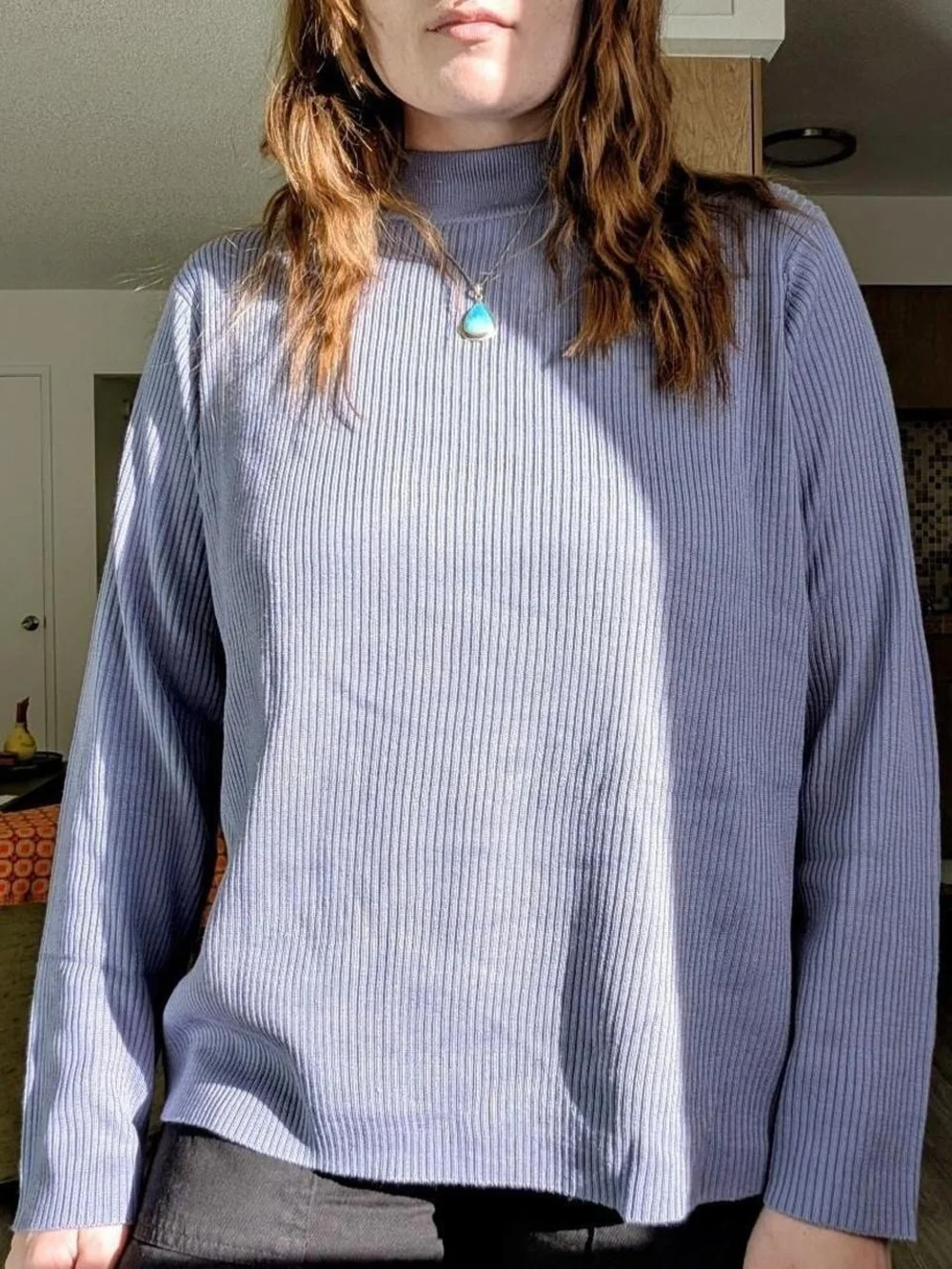 Ribbed Lavendar Mock Neck Top